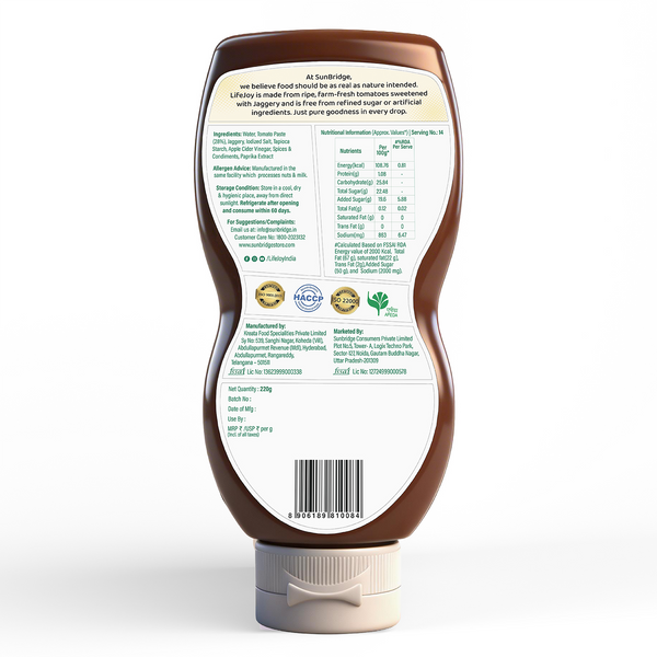 LifeJoy Tomato Ketchup – Sweetened with Jaggery | No Refined Sugar