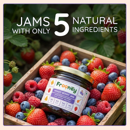 Frooney Mixed Berry Jam– Made with Real Fruit & Pure Honey | No Refined Sugar
