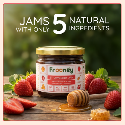 Frooney Strawberry Jam– Made with Real Fruit & Pure Honey | No Refined Sugar
