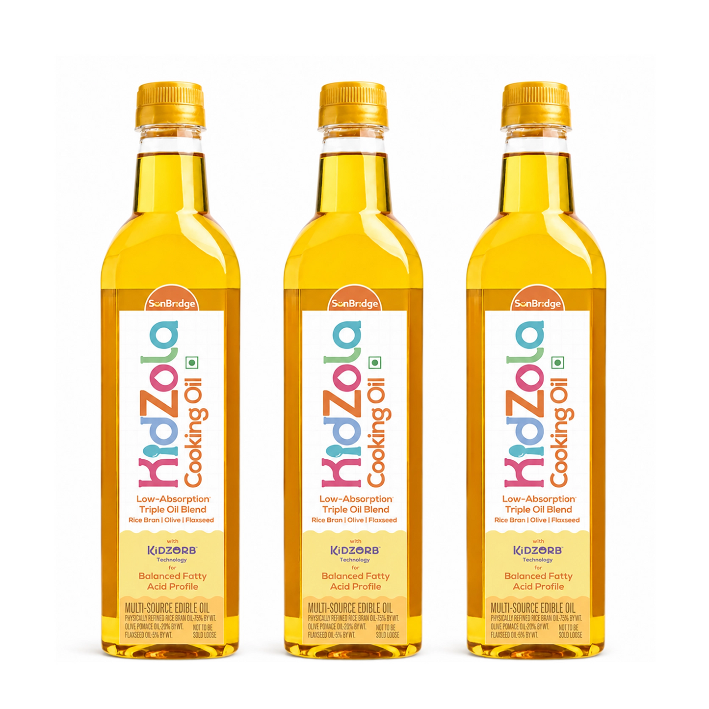 KidZola Cooking Oil | Low Absorption Oil | Triple Oil Blend - Pack of 3