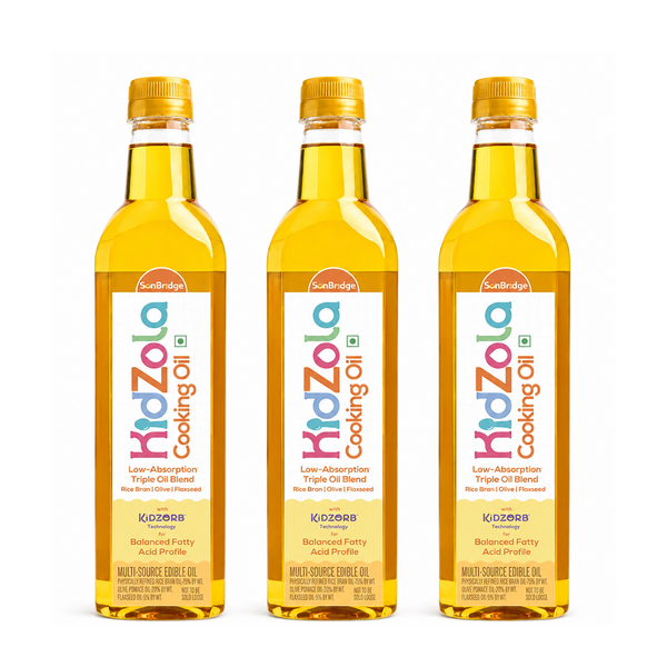 KidZola Cooking Oil | Low Absorption Oil | Triple Oil Blend - Pack of 3