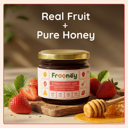 Frooney Strawberry Jam– Made with Real Fruit & Pure Honey | No Refined Sugar