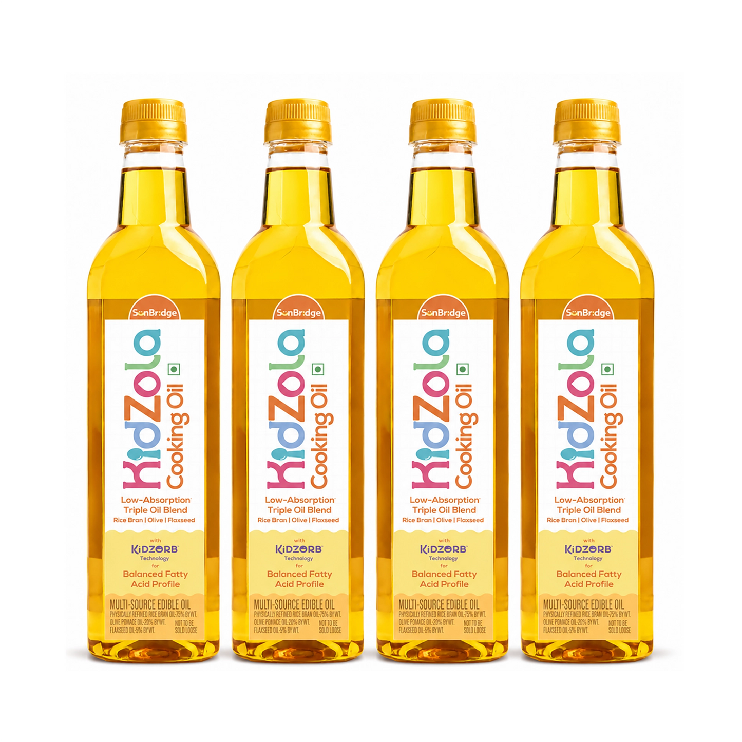 KidZola Cooking Oil | Low Absorption Oil | Triple Oil Blend - Pack of 4