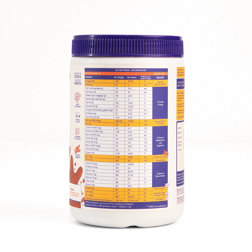 Alphakid | Pure Taste Smart Growth | Pro Milk Mix | Chocolate Flavour |  4g Protein Per Serve - 2 Jar