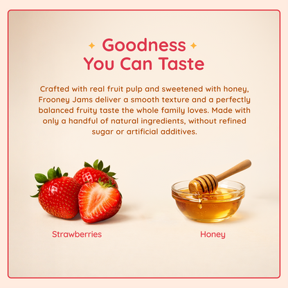 Frooney Strawberry Jam– Made with Real Fruit & Pure Honey | No Refined Sugar
