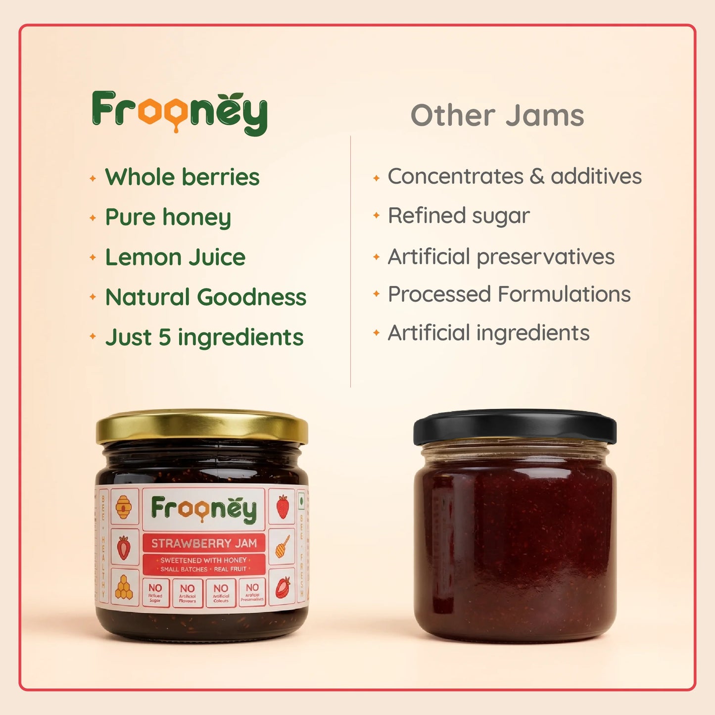 Frooney Strawberry Jam – Made with Real Fruit Pulp & Honey
