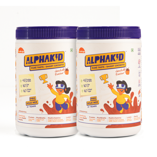 Alphakid | Pure Taste Smart Growth | Pro Milk Mix | Chocolate Flavour |  4g Protein Per Serve - 2 Jar