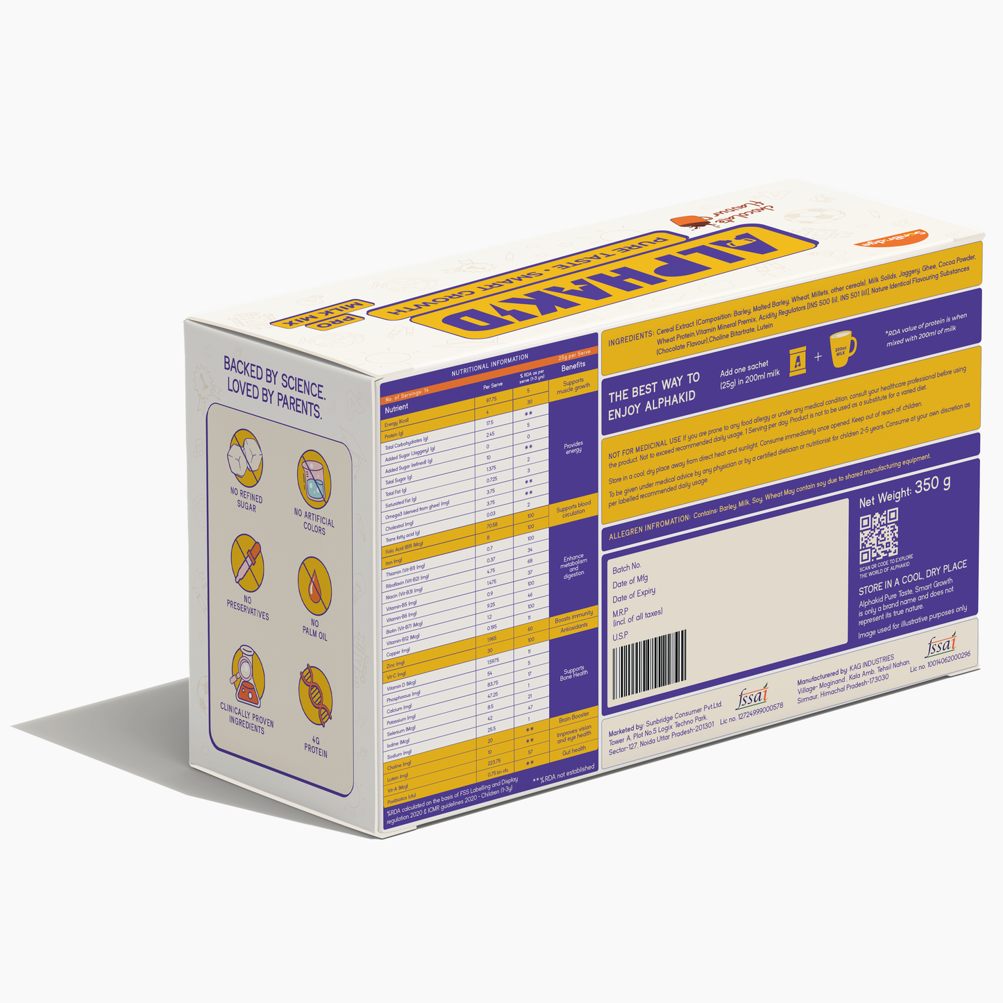 AlphaKid | Pure Taste Smart Growth | Pro Milk Mix | Chocolate Flavour |  4g Protein Per Serve