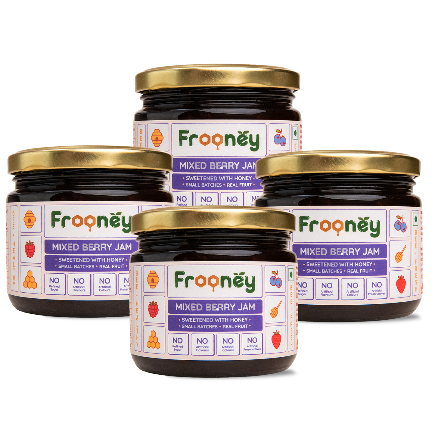 Frooney Mixed Berry Jam– Made with Real Fruit & Pure Honey | No Refined Sugar